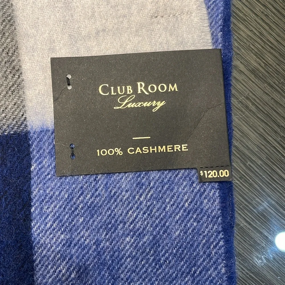Club Room Blue Gray and black Mens cashmere scarf
